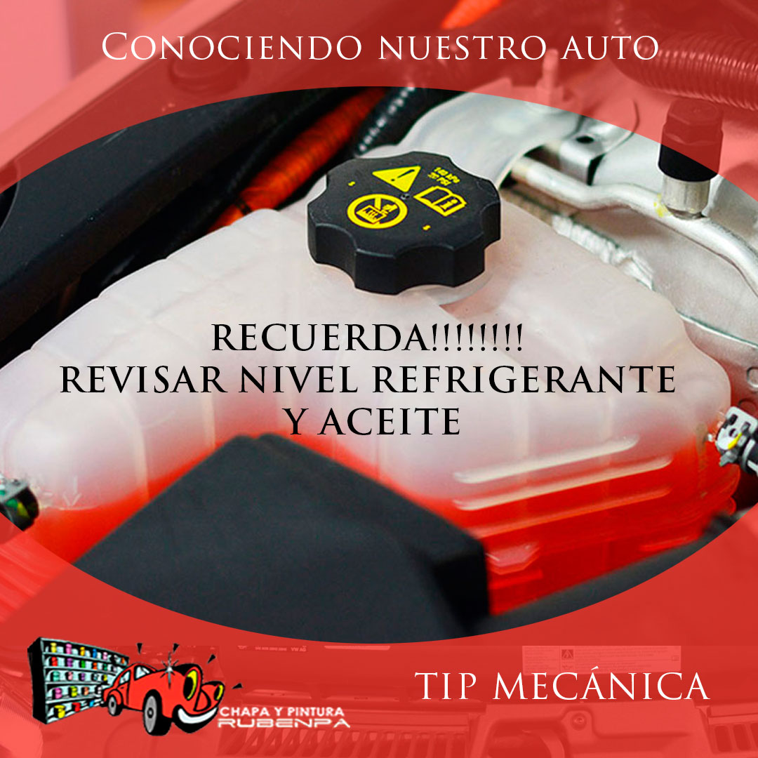 revisar el nivel de refrigerante y el de aceite